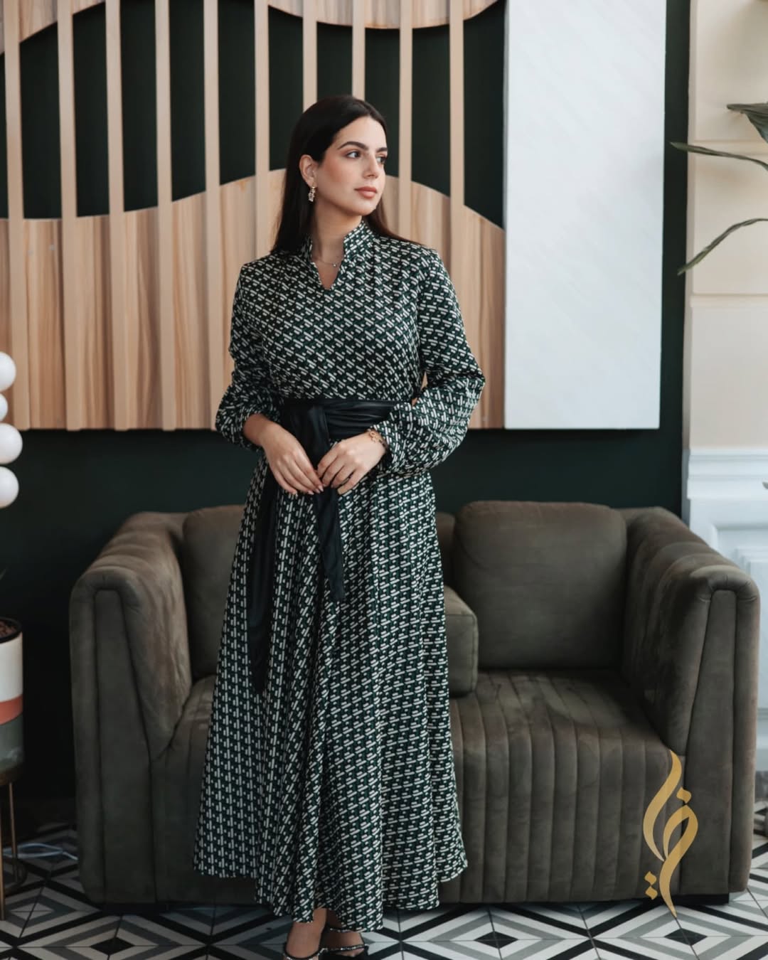 Suzanna Printed Jacquard Maxi Dress with Leather Belt