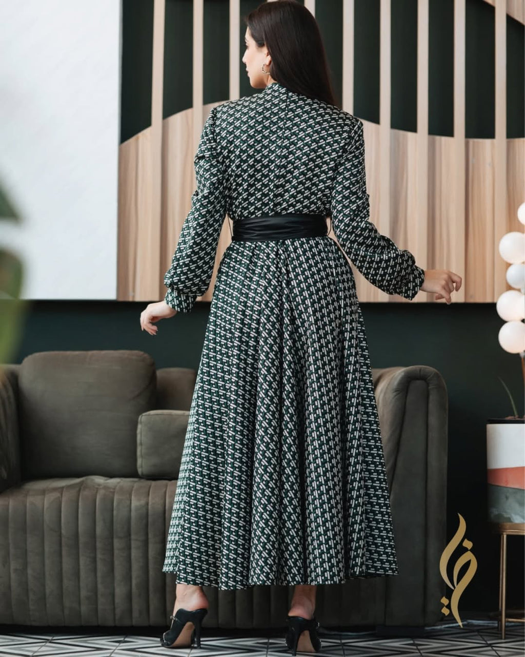Suzanna Printed Jacquard Maxi Dress with Leather Belt