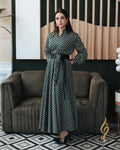 Suzanna Printed Jacquard Maxi Dress with Leather Belt